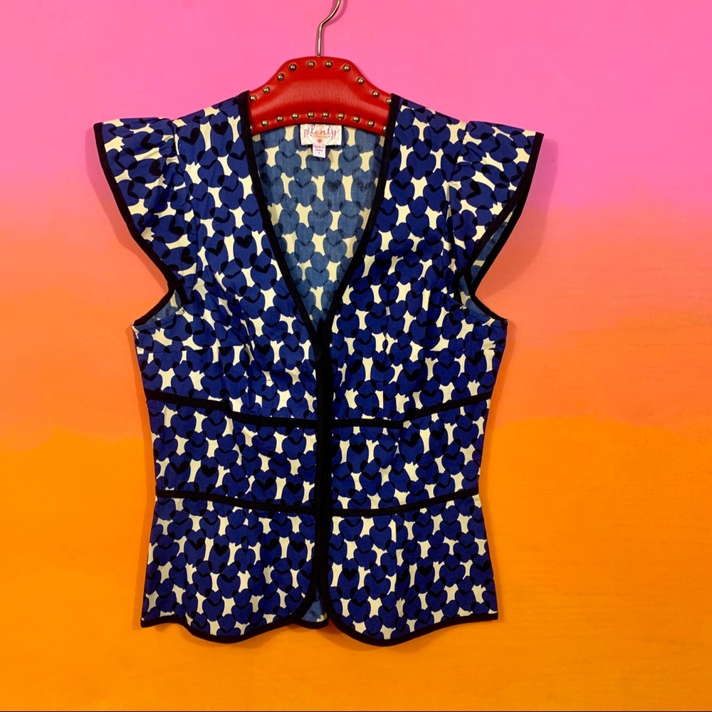 plenty by tracy reese • blue heart print blouse 4